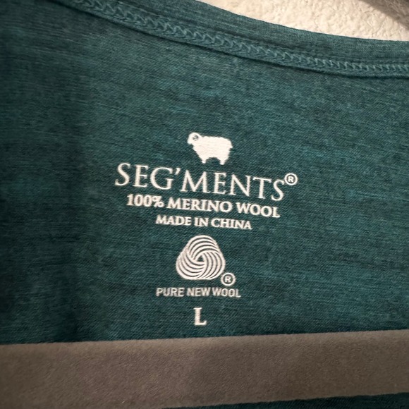 SEGMENTS Top Womens L Teal Merino Wool Long Sleeve V Neck Gorpcore Hiking Nature - Picture 2 of 5